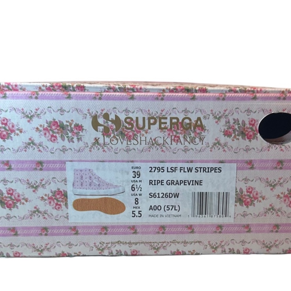 Superga x LoveShackFancy NWT - 2795
Floral Satin Ribbon Hightop - Ripe Grapevine - Picture 2 of 10